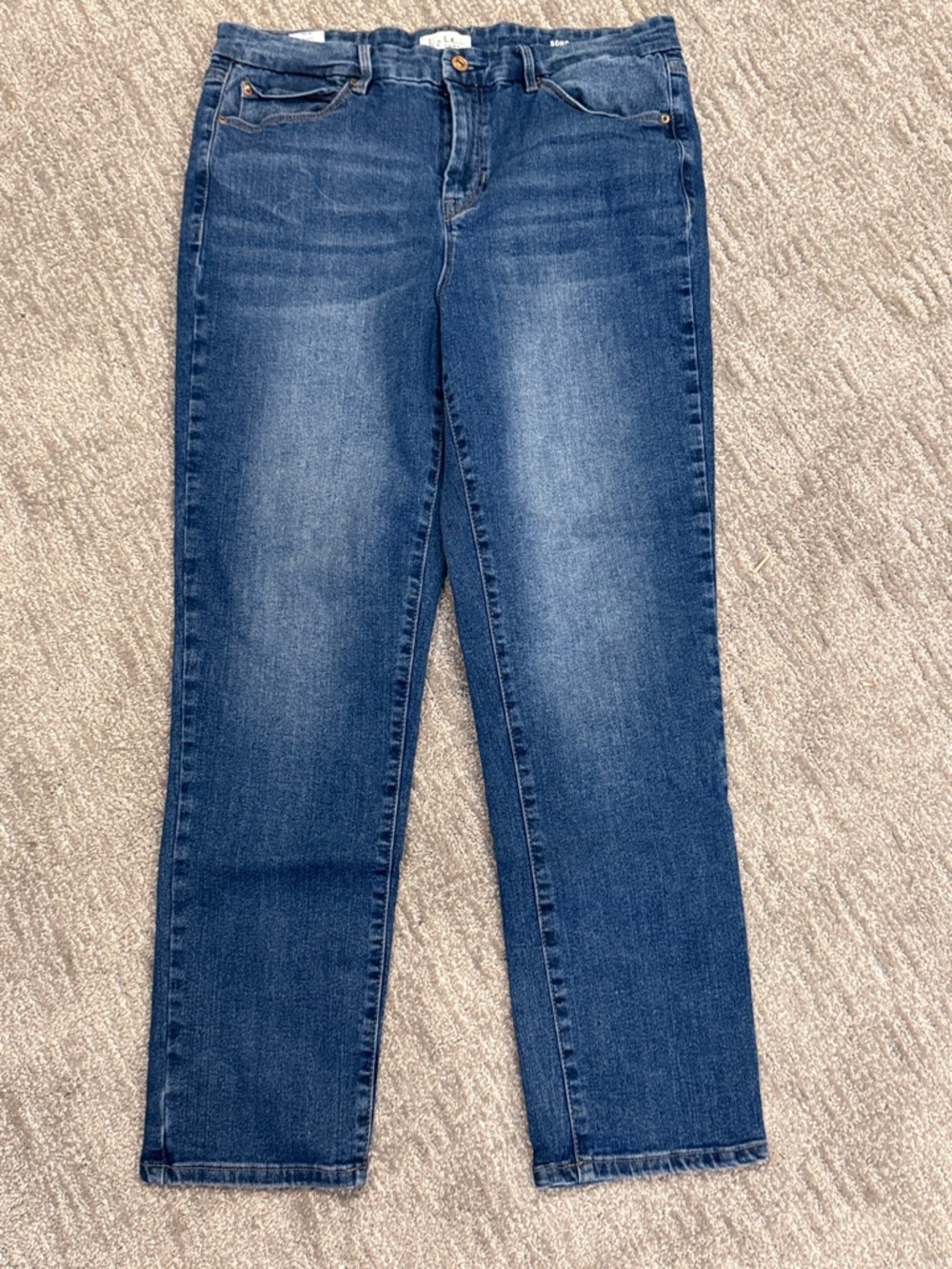 Nicole Miller Women's Medium Blue Straight-Leg Jeans Size 12 SOHO High Rise
